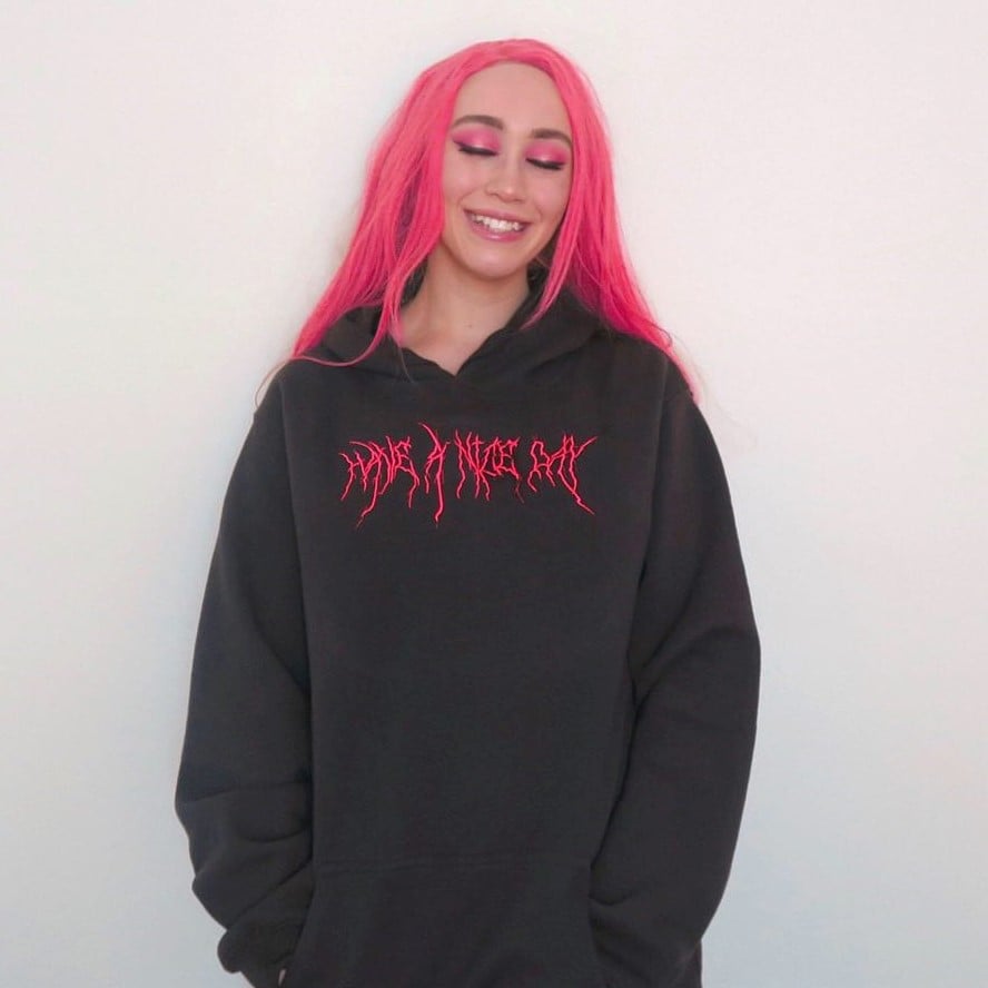 Image of "Have A Nice Day" Metal Hoodie - Neon Pink