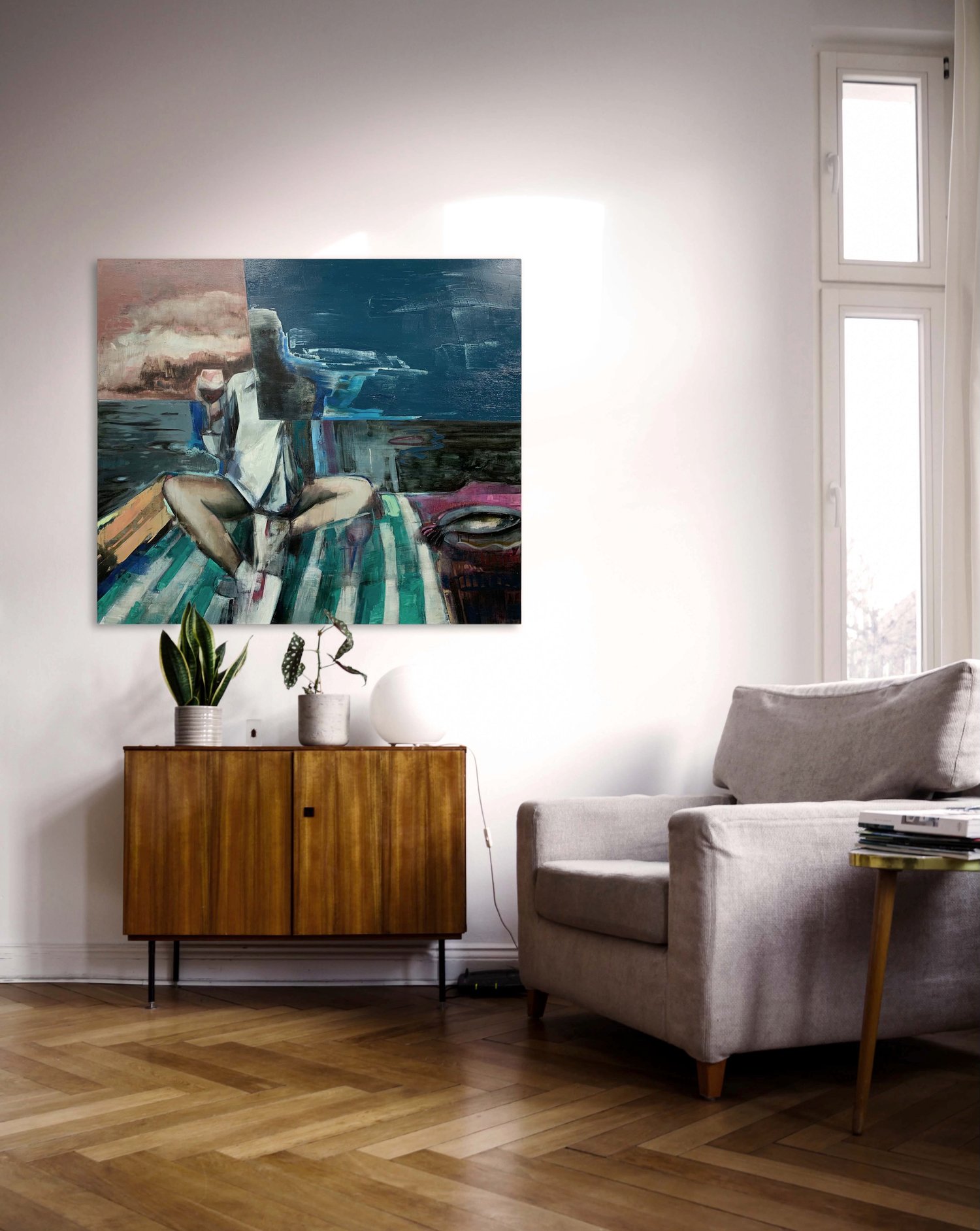 Image of PAINTING / MALERI / "The picnic” / 120X140 CM