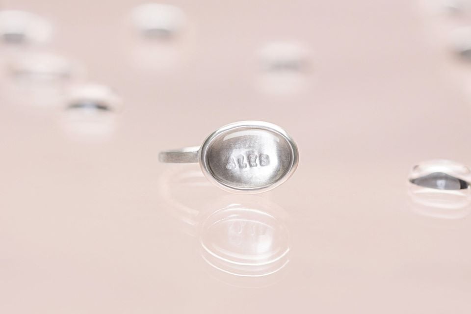 Image of "Winged" silver ring with rock crystal · ALES ·