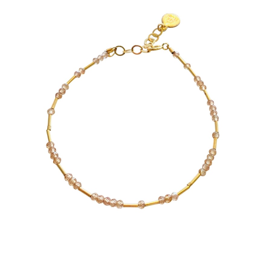 Image of Gold Filled Station Bracelet Pink Tourmaline