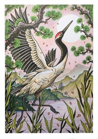 Watercolour crane print