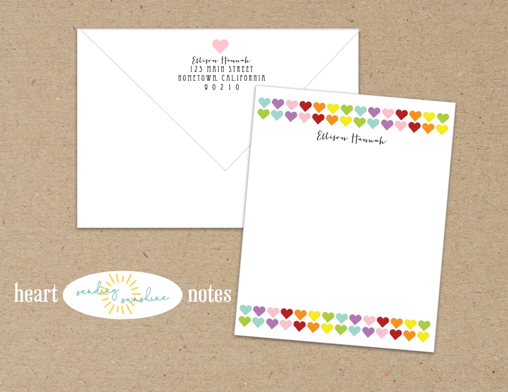 Image of Personalized Heart Stationery Pack