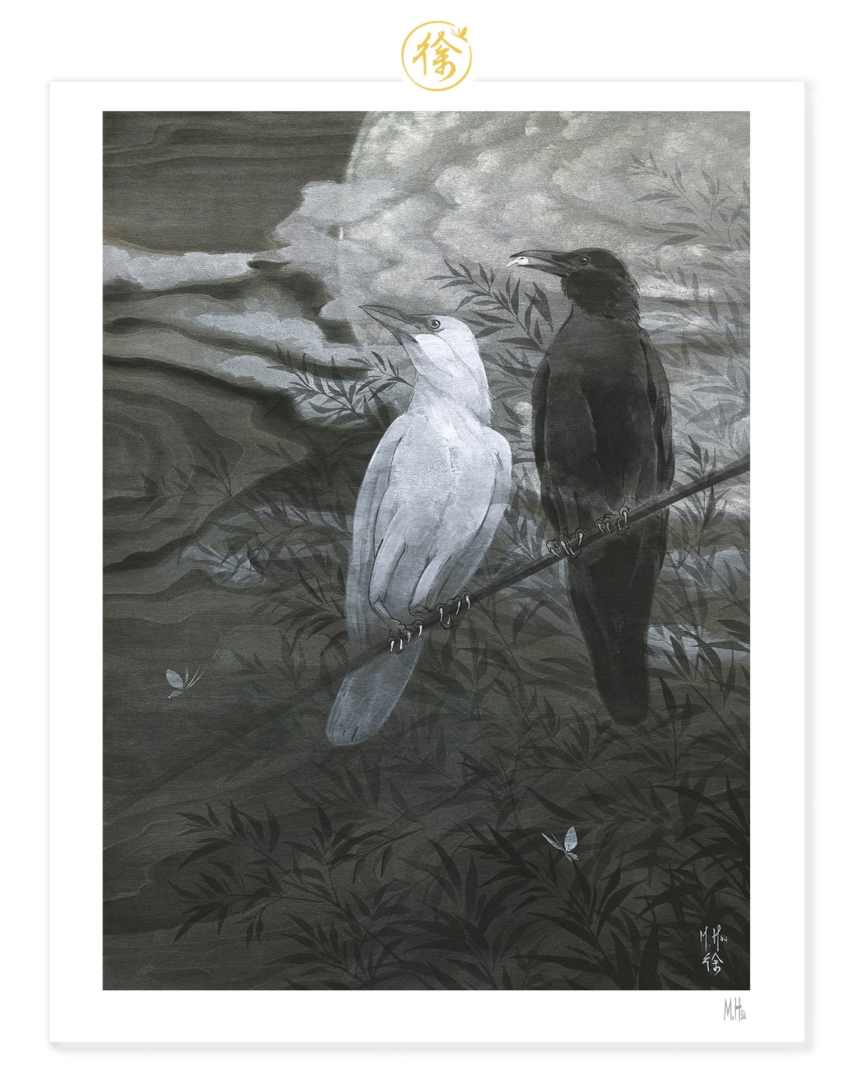 Crows and Silver Moon 11 x 14" Print