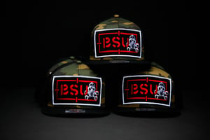 Image of Camo/Black 5 Panel Giant Recon Patch hat w/Skatepunks underbill print