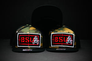 Image of Camo/Black 5 Panel Giant Recon Patch hat w/Skatepunks underbill print