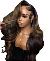 Image 2 of Highlight Brown or Natural Black Wig