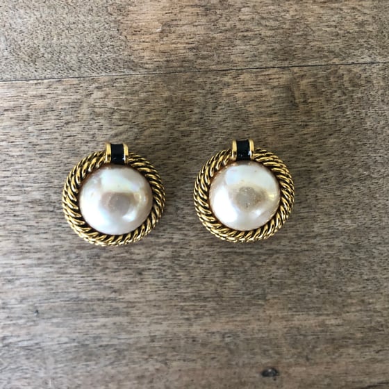 Authentic Chanel Vintage Classic CC with Pearl Drop Clip on Earrings