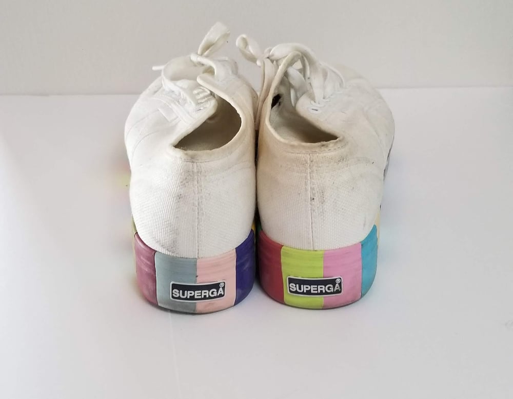 Image of Superga Rainbow Platform Canvas Sneakers Women's Size 10/11