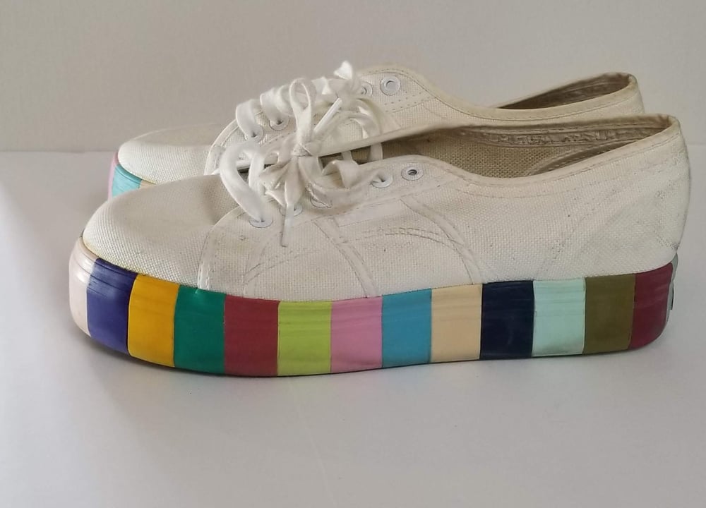 Image of Superga Rainbow Platform Canvas Sneakers Women's Size 10/11