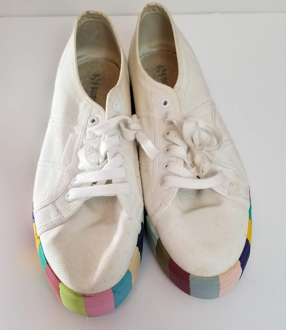Image of Superga Rainbow Platform Canvas Sneakers Women's Size 10/11