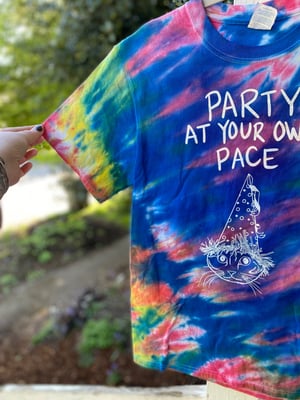 Image of SMALL Party At Your Own Pace Tie Die Shirt 2