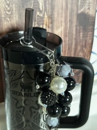 Image 4 of Deadly Damask Black and White Stanley Tumbler Straw Topper Bauble