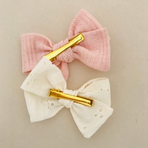 Image of Barrette coton ajouré rose