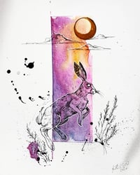 Image 1 of Hare & moon original painting