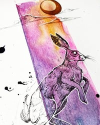 Image 2 of Hare & moon original painting