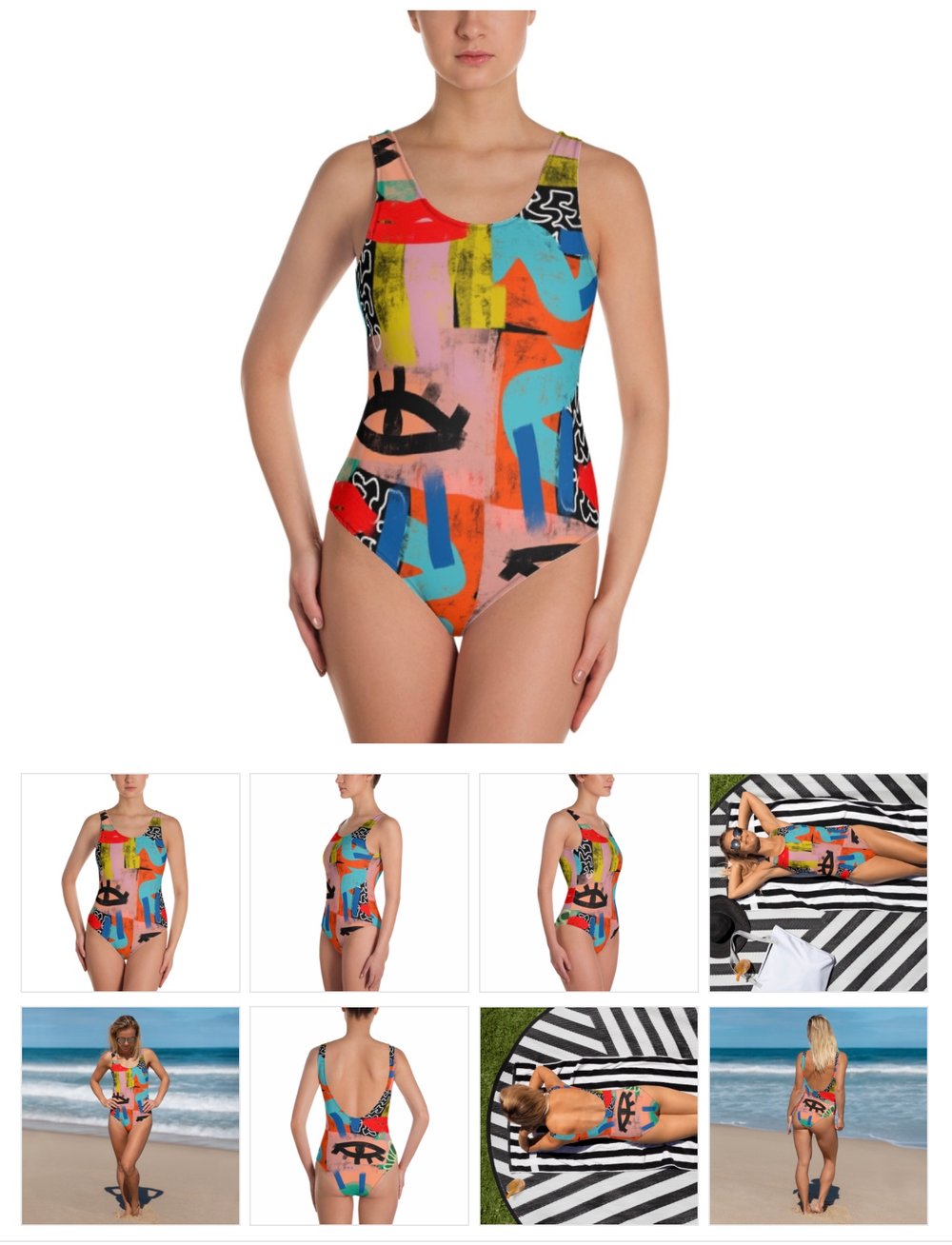 Image of Graffiti Printed Swimsuit