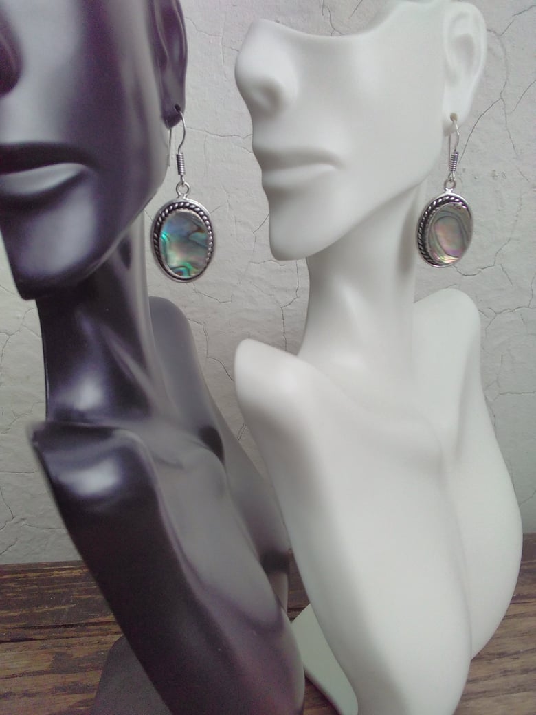 Image of SINGLE ABALONE OVAL DROP EARRINGS