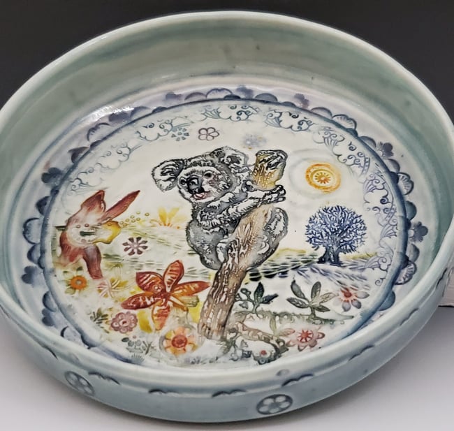 Small Porcelain Koala Handpainted Dish