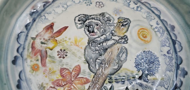 Small Porcelain Koala Handpainted Dish
