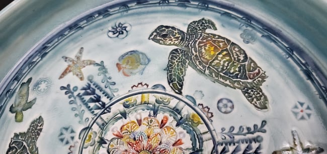 Sea Turtle Porcelain Rimmed Platter