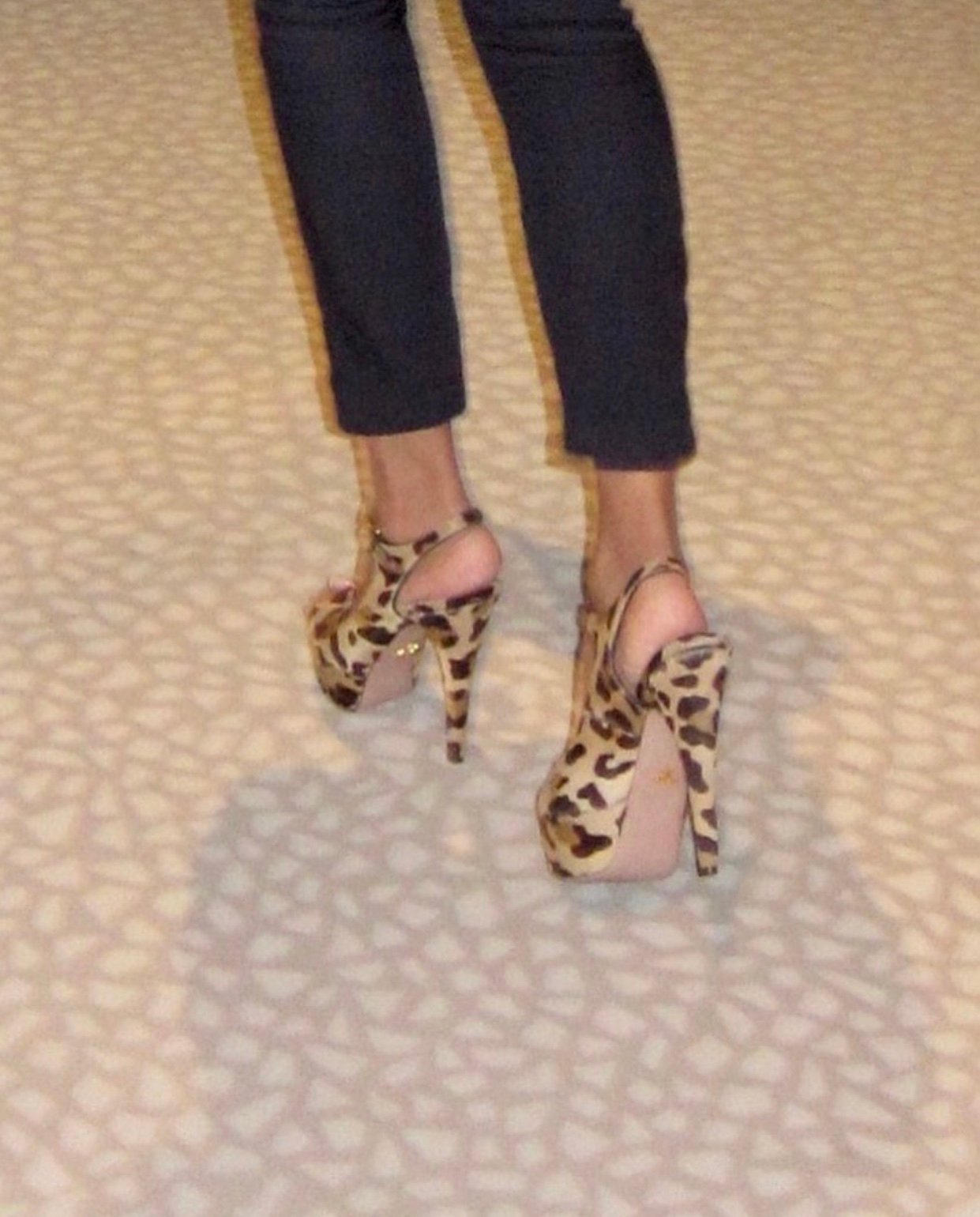 Image of PRADA PONY HAIR PLATFORM PEEP-TOE PUMPS (39.5)