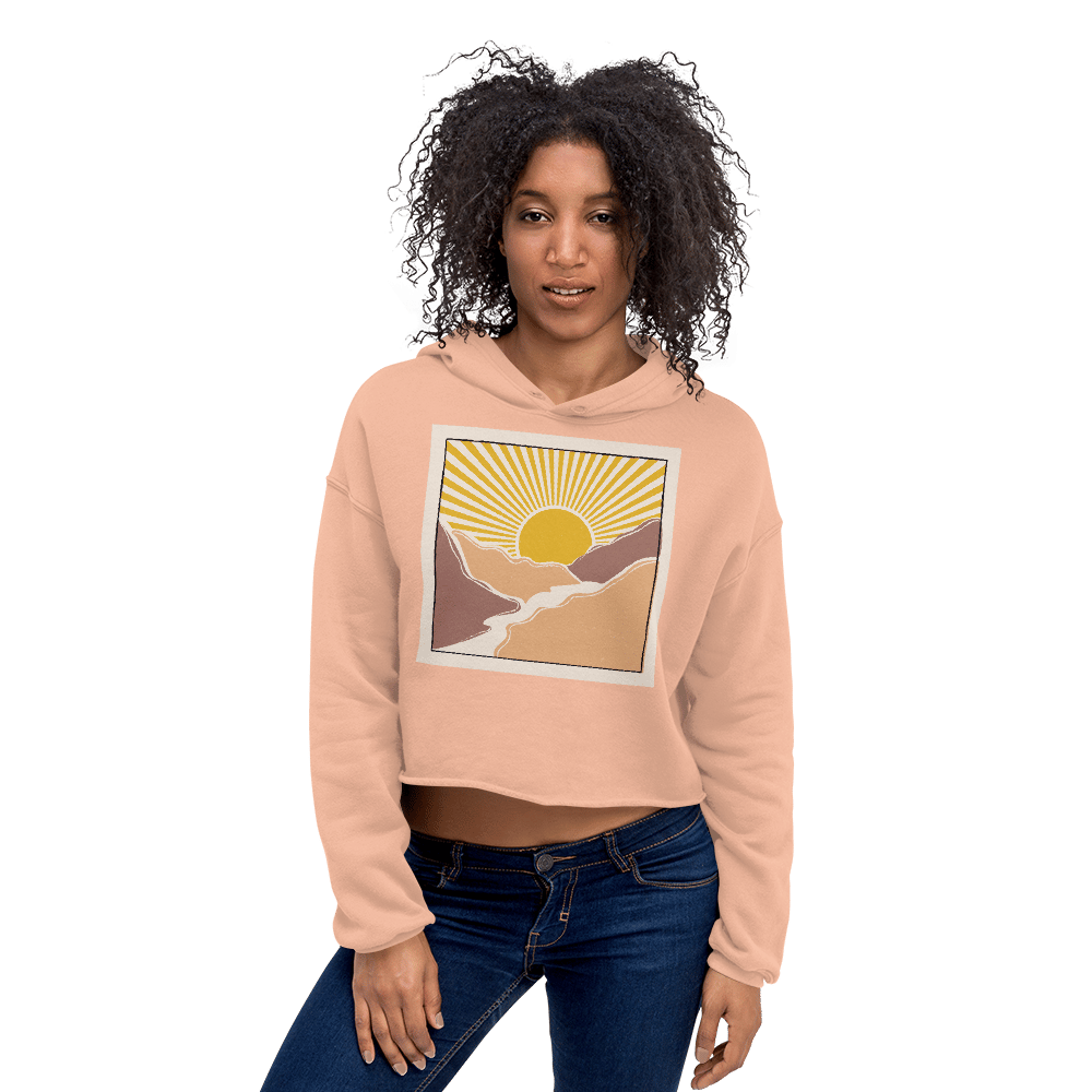 MOUNTAIN SCENE - PEACH CROPPED HOODIE | EARTH DAY COLLECTION