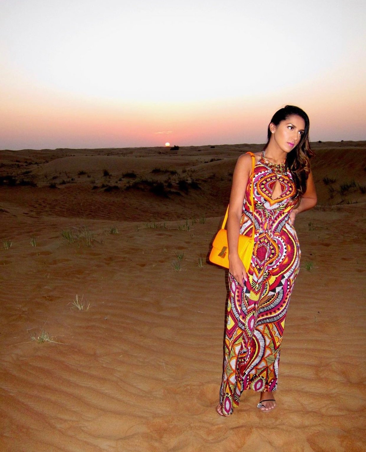 Image of RIVER ISLAND MULTI-COLOR TRIBAL PRINT MAXI DRESS WITH CUTOUT & BEADED CHEST (XS)