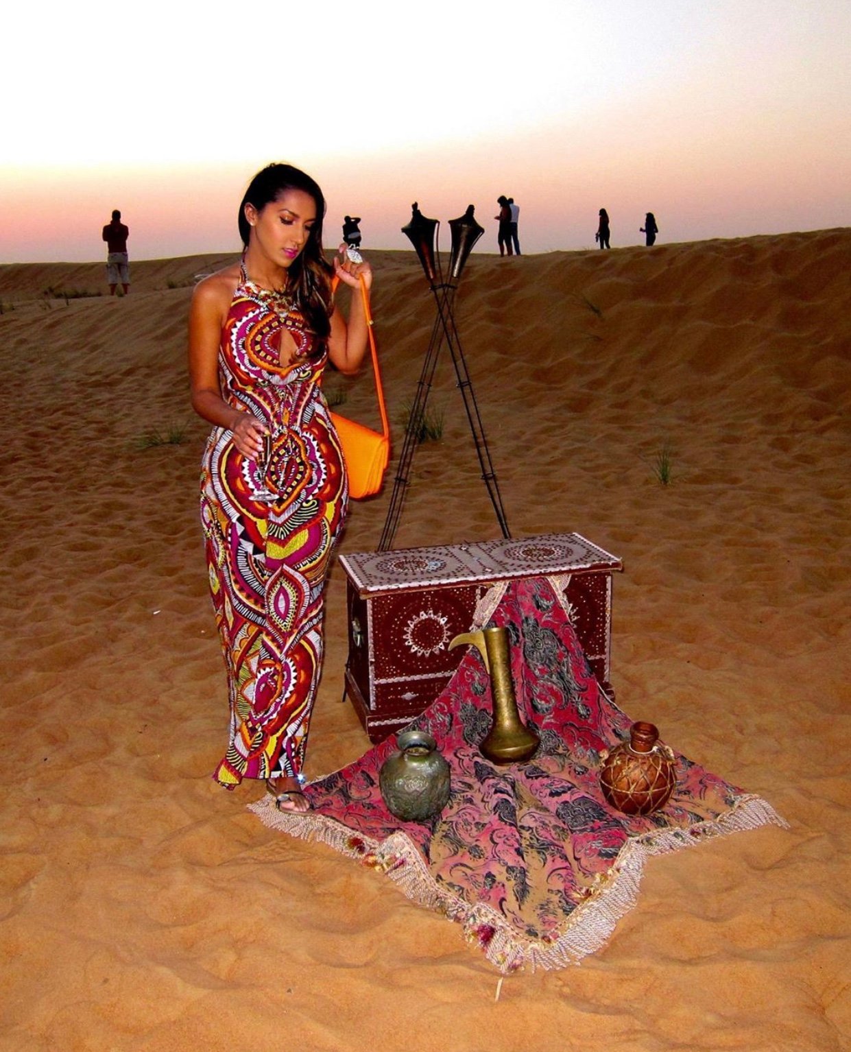 Image of RIVER ISLAND MULTI-COLOR TRIBAL PRINT MAXI DRESS WITH CUTOUT & BEADED CHEST (XS)