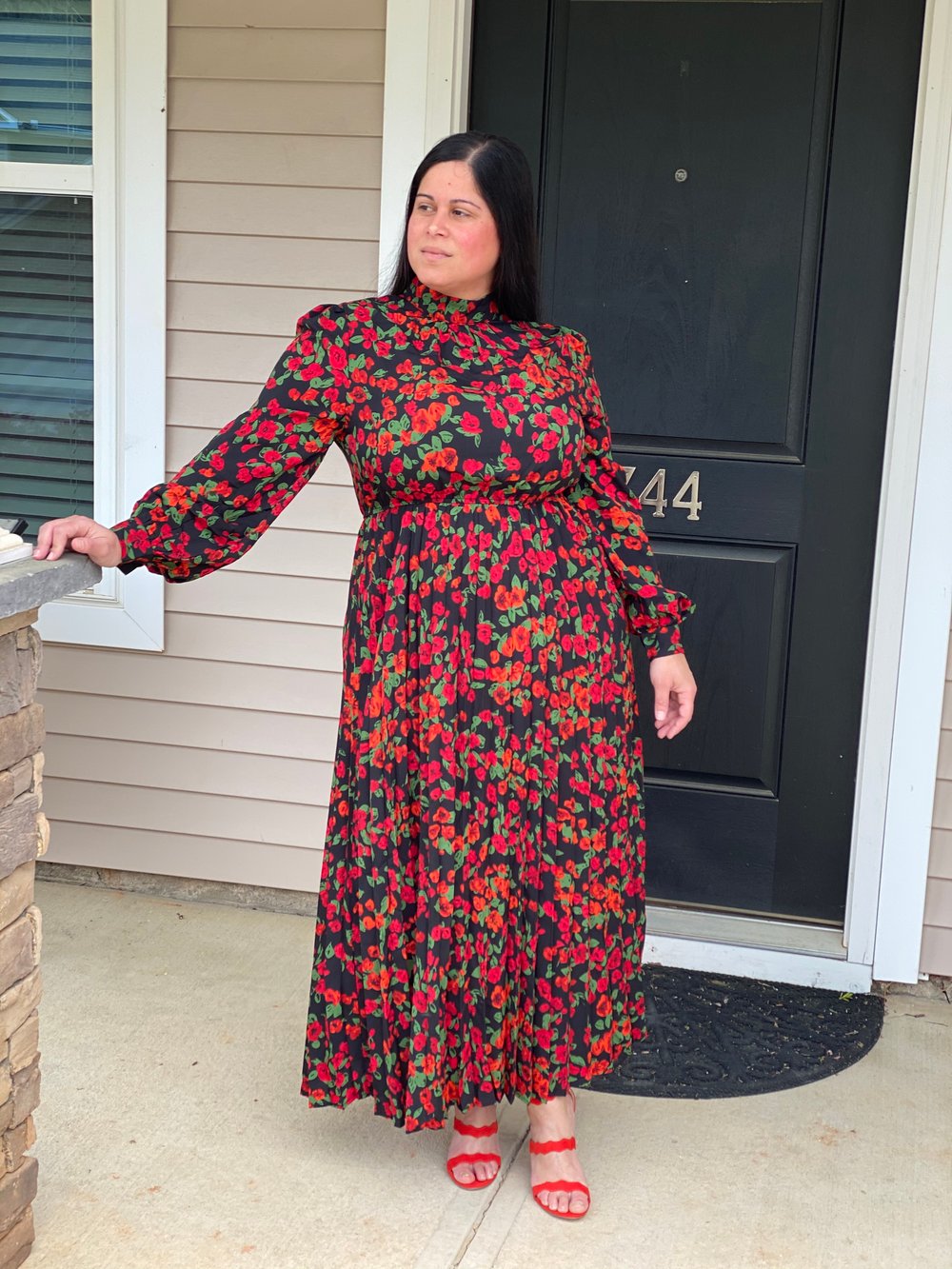 Image of Red floral dress 