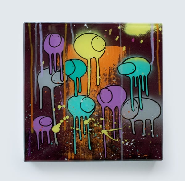 Image of RAINING COWS, “Purple Lemon” 12”X12” 2020