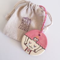 Image 1 of Pink Lady Roundie - Mothers Milk - Hanging Ornament
