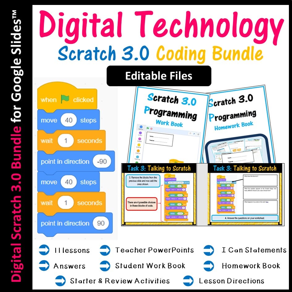 Scratch Coding Lesson Plans Bundle Digital Tech (Distance Learning ...