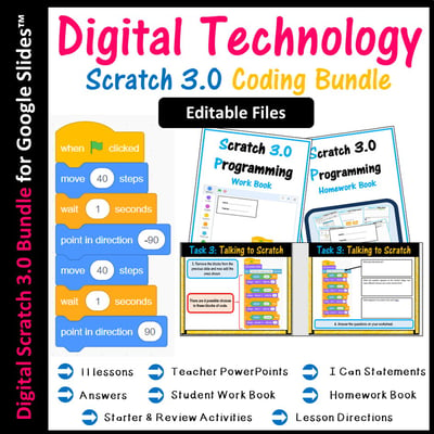 Image of Scratch Coding Lesson Plans Bundle Digital Tech (Distance Learning) Editable