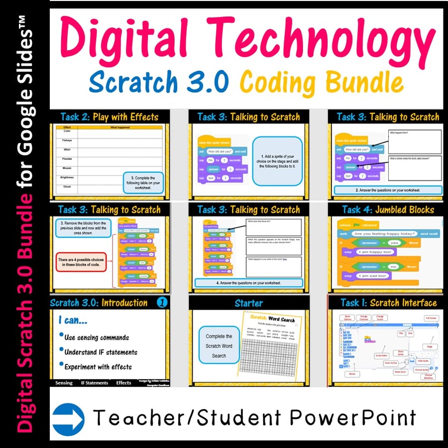 Image of Scratch Coding Lesson Plans Bundle Digital Tech (Distance Learning) Editable