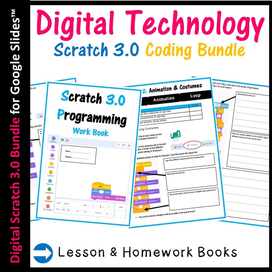 Image of Scratch Coding Lesson Plans Bundle Digital Tech (Distance Learning) Editable