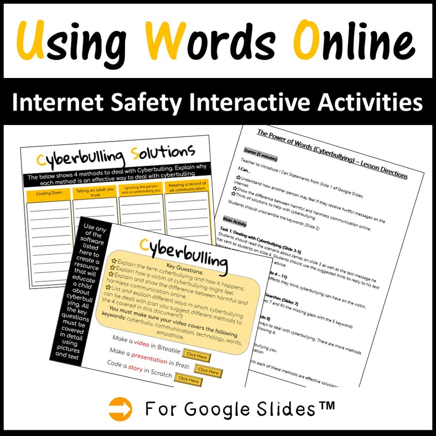 Image of Cyberbullying Using Words Online Interactive Activities