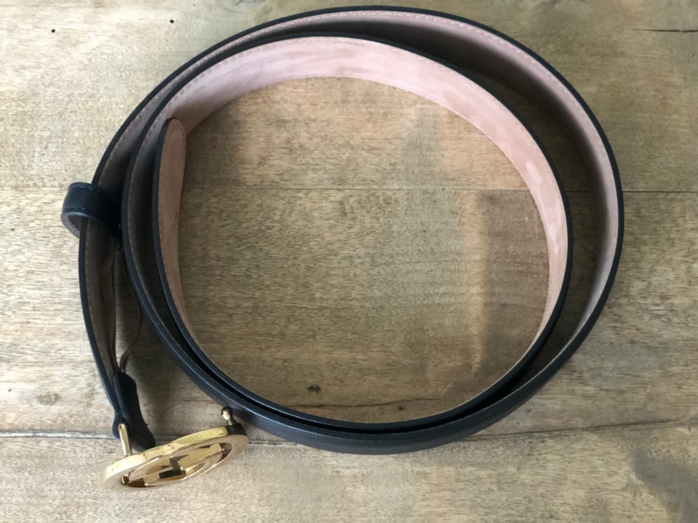 Image of Authentic Women’s Gucci Blk Leather Belt