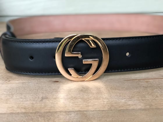 Image of Authentic Women’s Gucci Blk Leather Belt