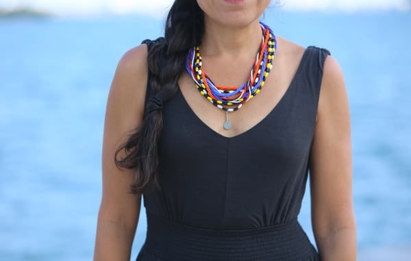 Image of Multicolor hand beaded Massai necklace  