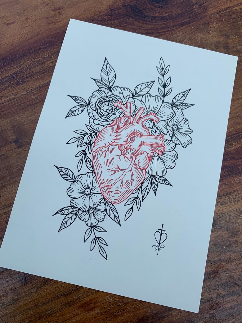 Image of Floral Heart Print