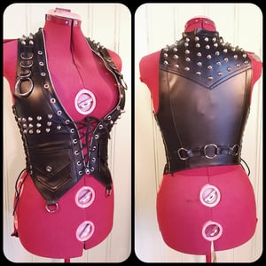 Image of Vest with lacings, rings and studs