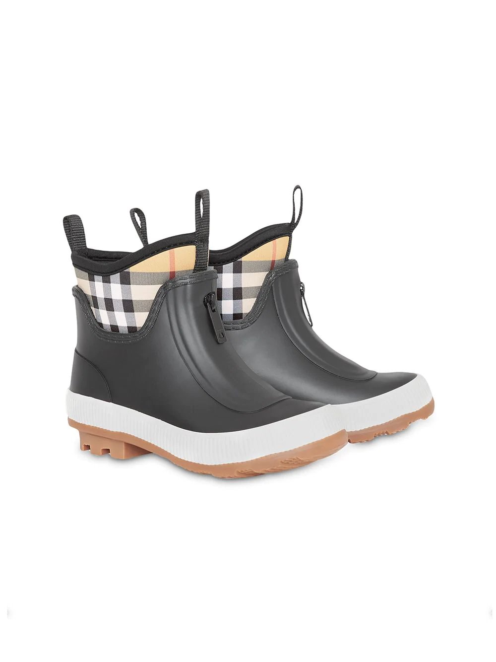 vintage check neoprene and rubber rain boots