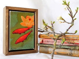 Image of Original Framed Canvas - 4" x 6" - Koi and Lily