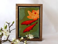 Image 2 of Original Framed Canvas - 4" x 6" - Koi and Lily