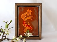 Image 2 of Original Framed Canvas - 4" x 6" - Koi and Blossom