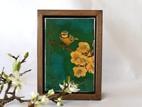 Image 2 of Original Framed Canvas - 4" x 6" - Blue Tit