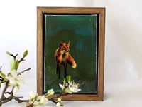 Image 2 of Original Framed Canvas - 4" x 6" - Fox#2