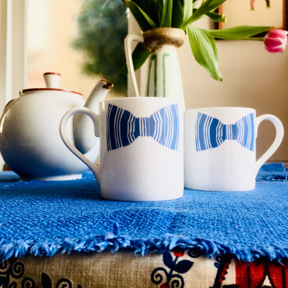 Image of Sibling Blue Bow Tie Mugs - Set of 2