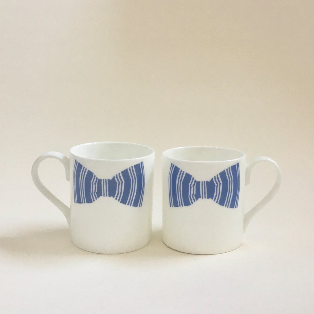 Image of Sibling Blue Bow Tie Mugs - Set of 2
