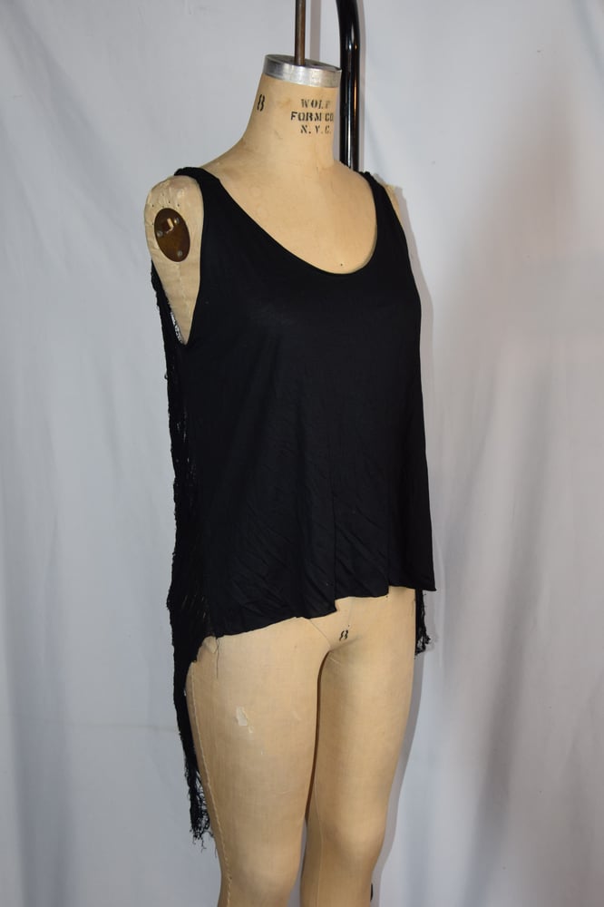 Image of Knit jersey shredded top